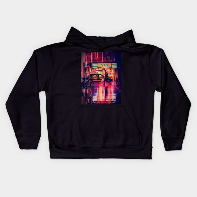 Shibuya at night Kids Hoodie by MayoTees